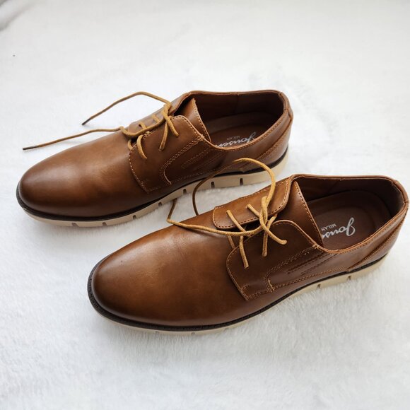 Men's Jousen Brown Leather Oxford Casual Shoes size 9.5 - Picture 2 of 6